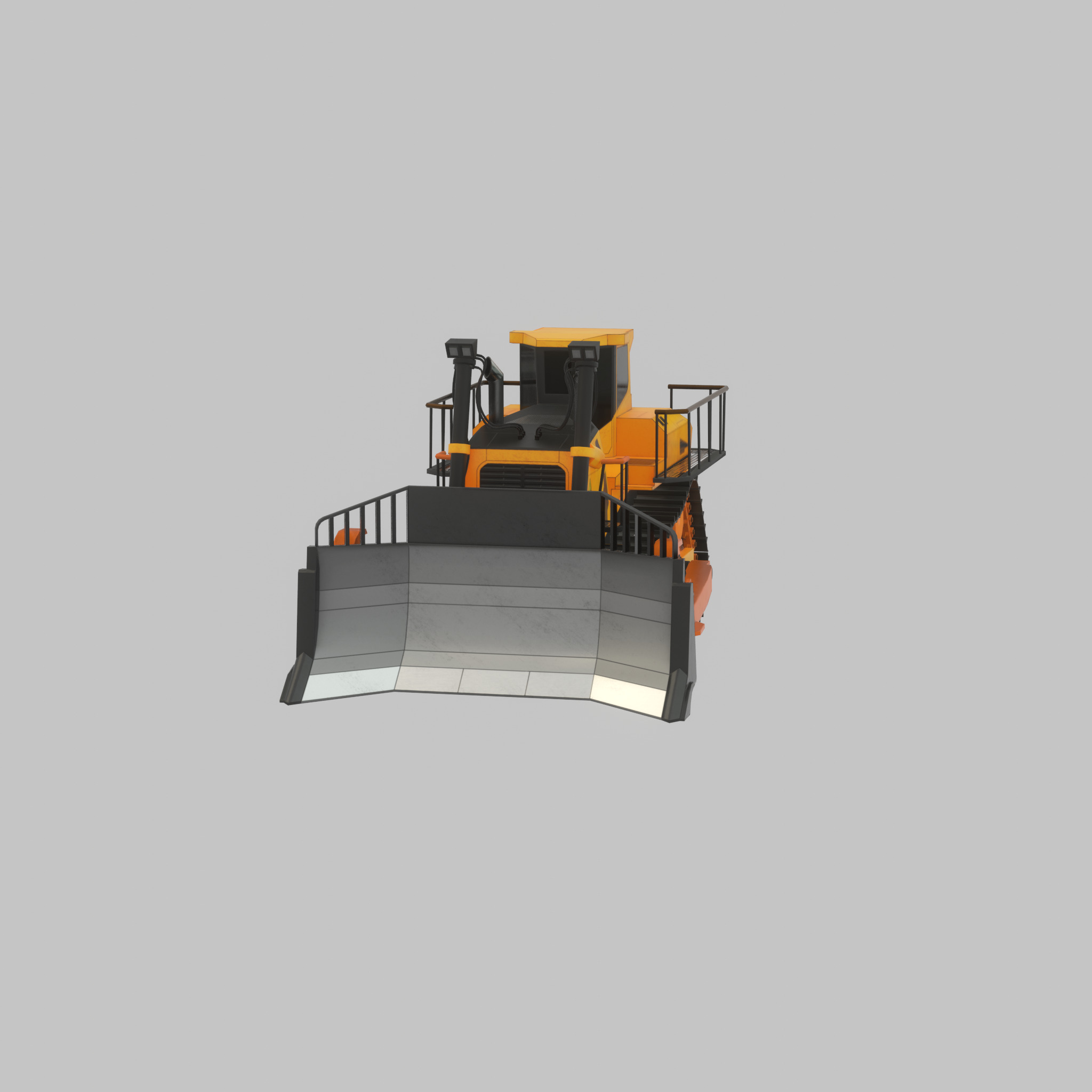 Hydraulic bulldozer tracked construction site vehicle orange Low-poly 3D model_59