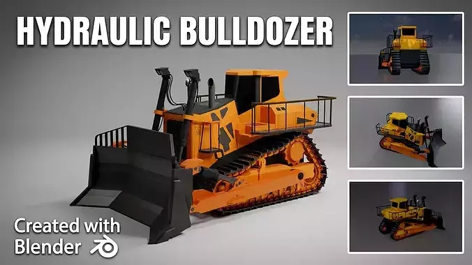 Hydraulic bulldozer tracked construction site vehicle orange