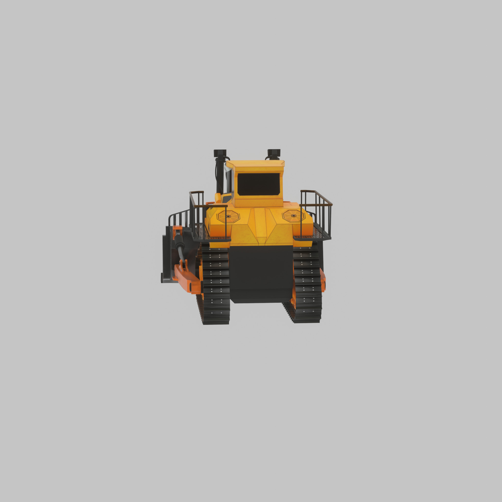 Hydraulic bulldozer tracked construction site vehicle orange Low-poly 3D model_39