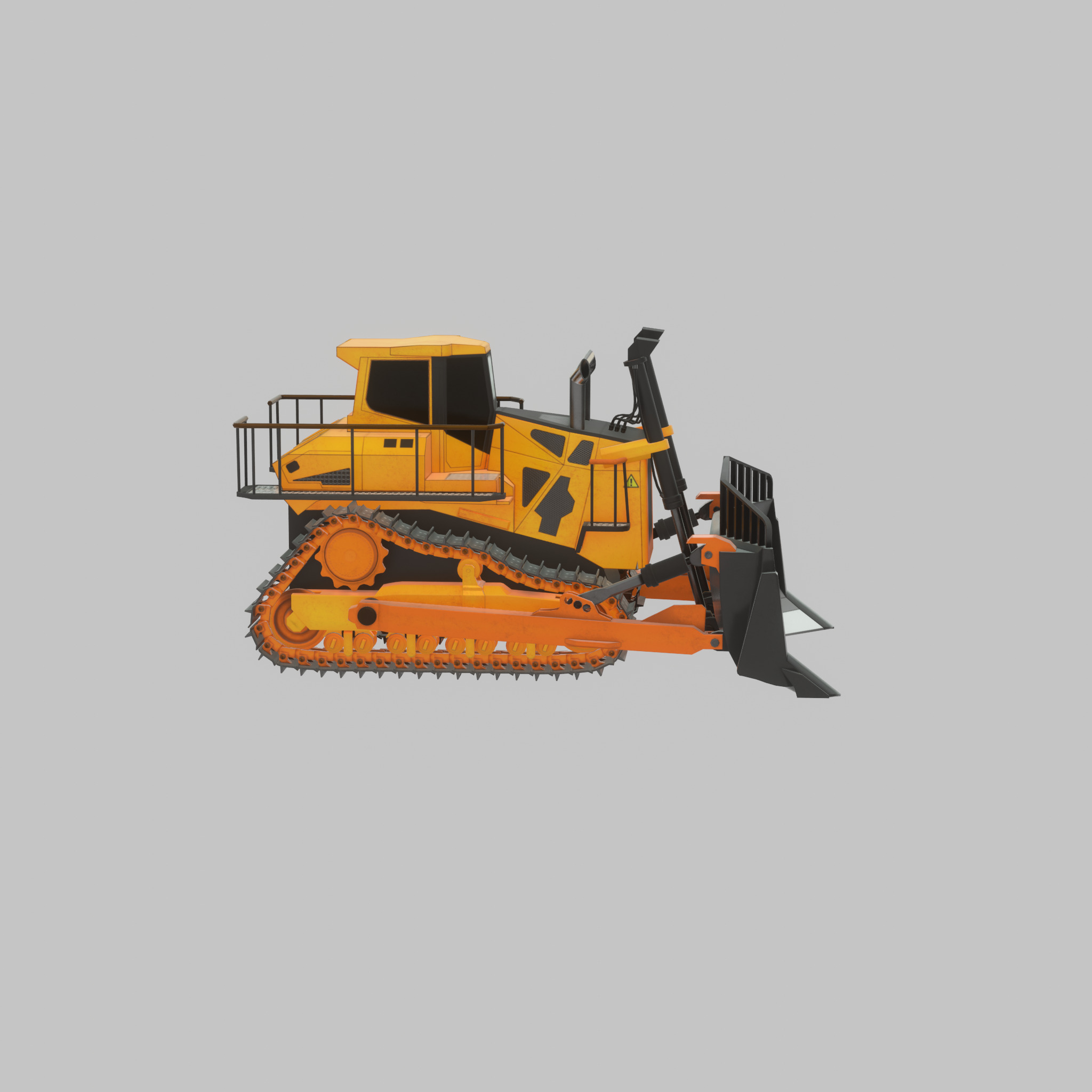 Hydraulic bulldozer tracked construction site vehicle orange Low-poly 3D model_51