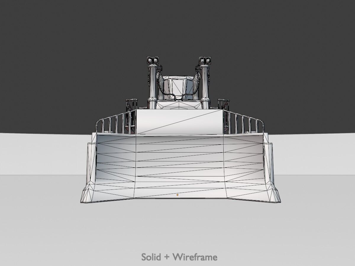 Hydraulic bulldozer tracked construction site vehicle orange Low-poly 3D model_12