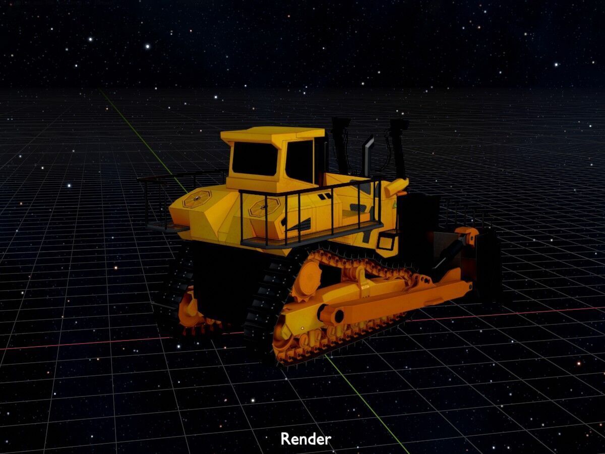 Hydraulic bulldozer tracked construction site vehicle orange Low-poly 3D model_19