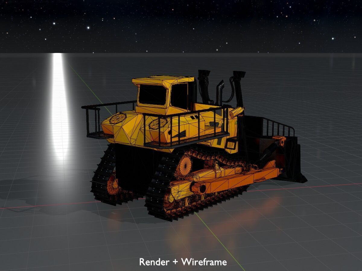 Hydraulic bulldozer tracked construction site vehicle orange Low-poly 3D model_9