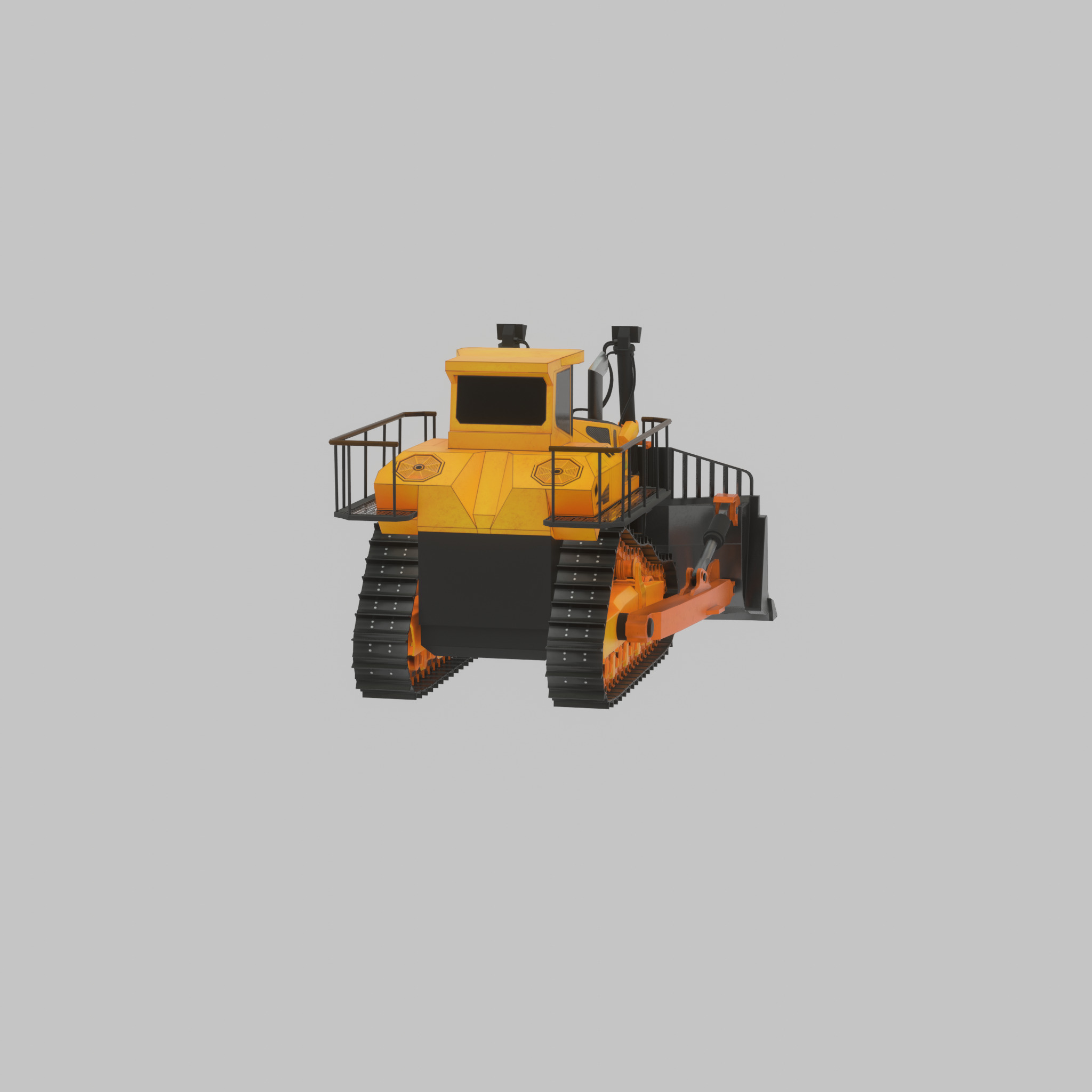 Hydraulic bulldozer tracked construction site vehicle orange Low-poly 3D model_41