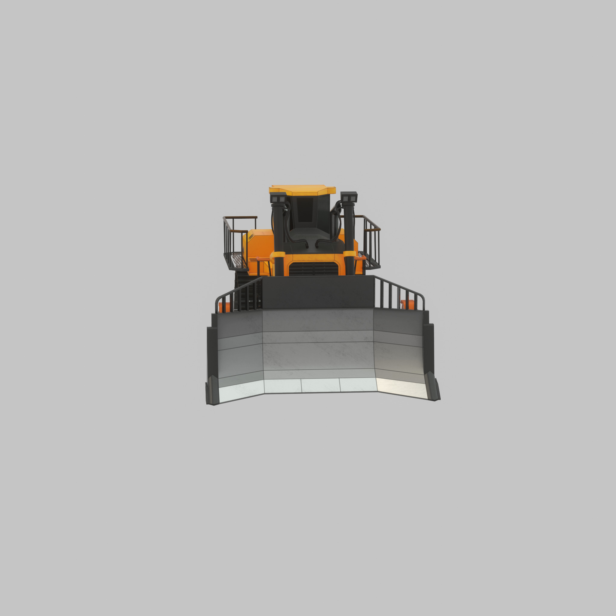 Hydraulic bulldozer tracked construction site vehicle orange Low-poly 3D model_57