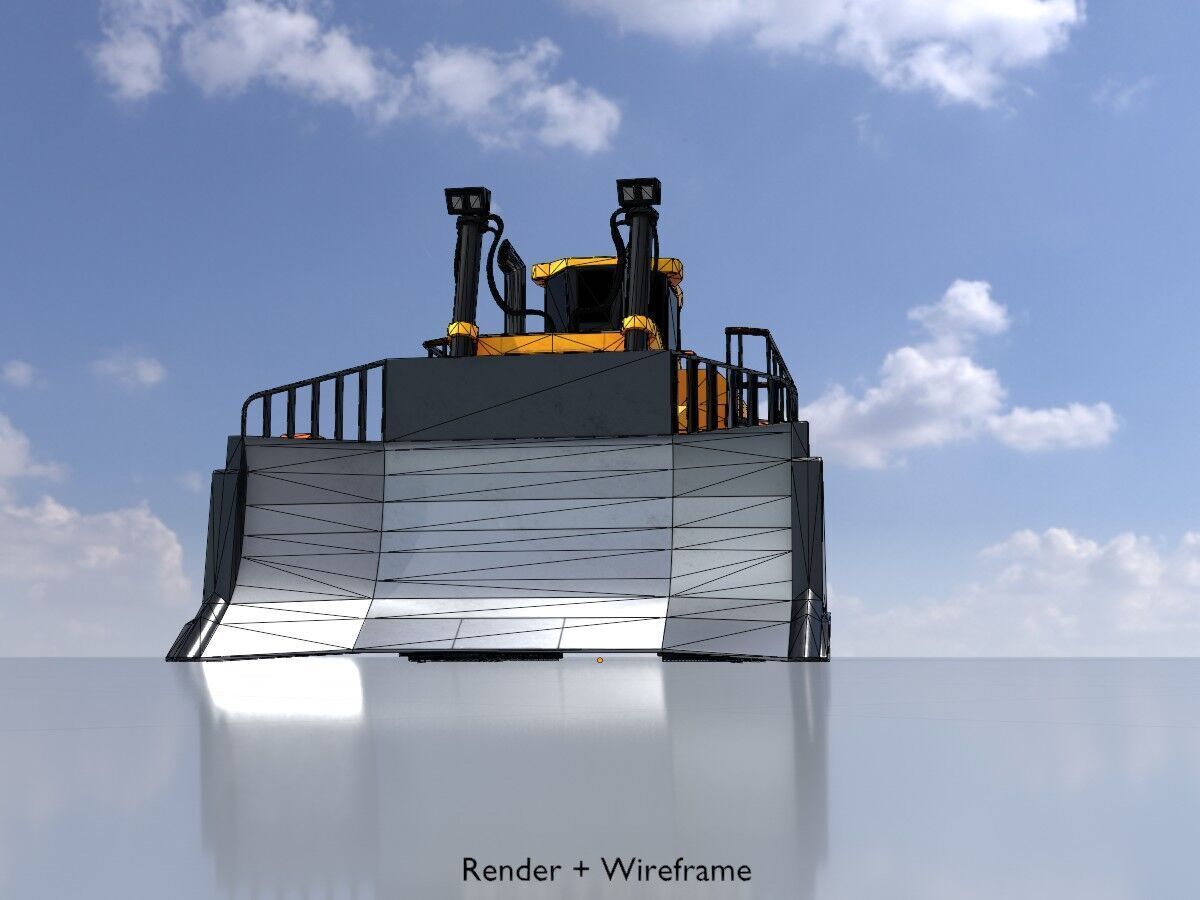 Hydraulic bulldozer tracked construction site vehicle orange Low-poly 3D model_7