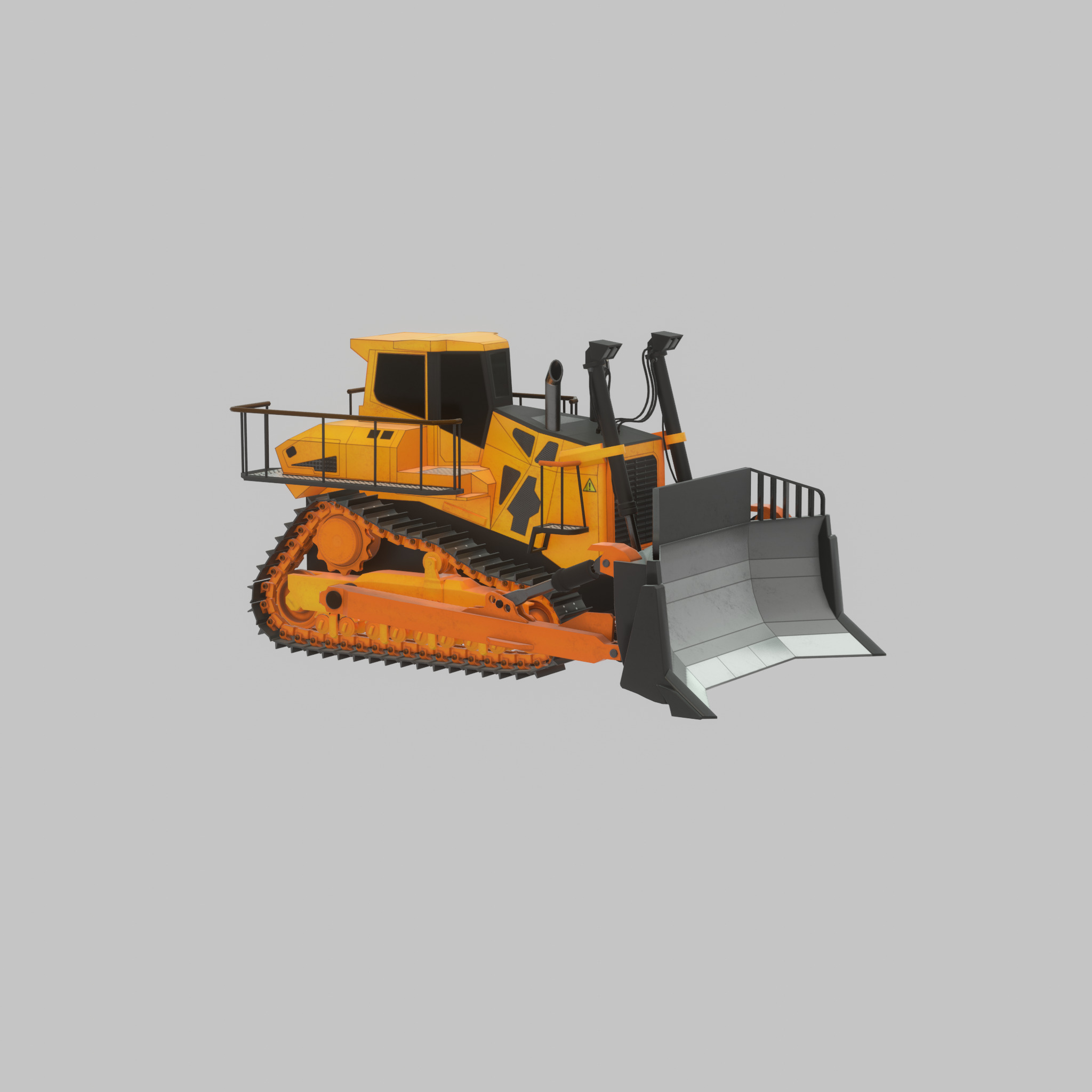 Hydraulic bulldozer tracked construction site vehicle orange Low-poly 3D model_54