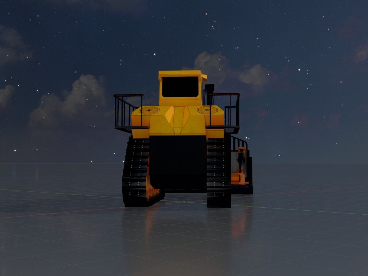 Hydraulic bulldozer tracked construction site vehicle orange Low-poly 3D model_5
