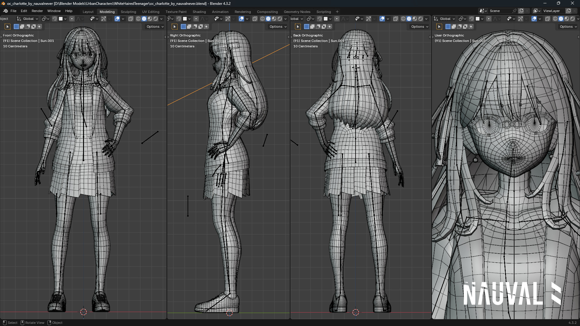 Charlotte - Fully Rigged Anime Girl Blender Low-Poly 3D Model Low-poly 3D model_4