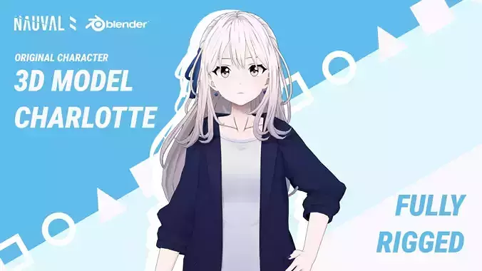 Charlotte - Fully Rigged Anime Girl Blender Low-Poly 3D Model Low-poly 3D model