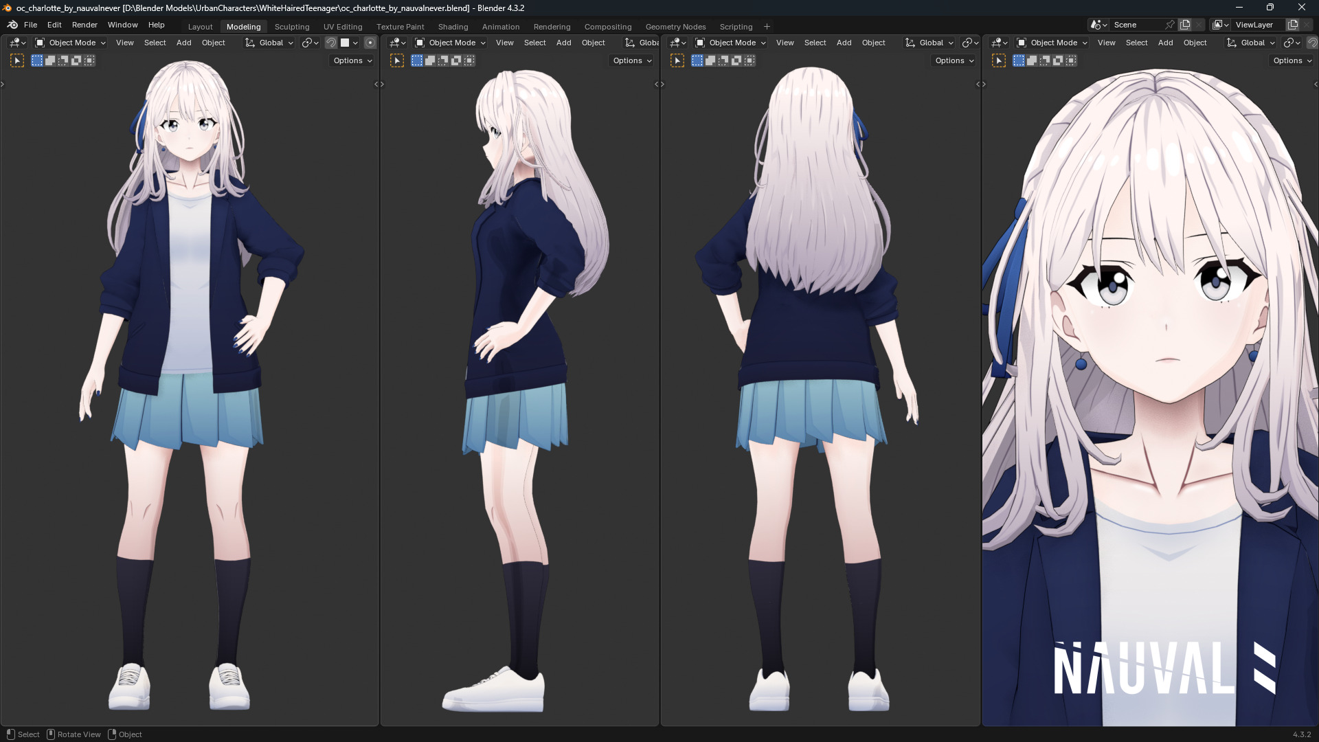 Charlotte - Fully Rigged Anime Girl Blender Low-Poly 3D Model Low-poly 3D model_2