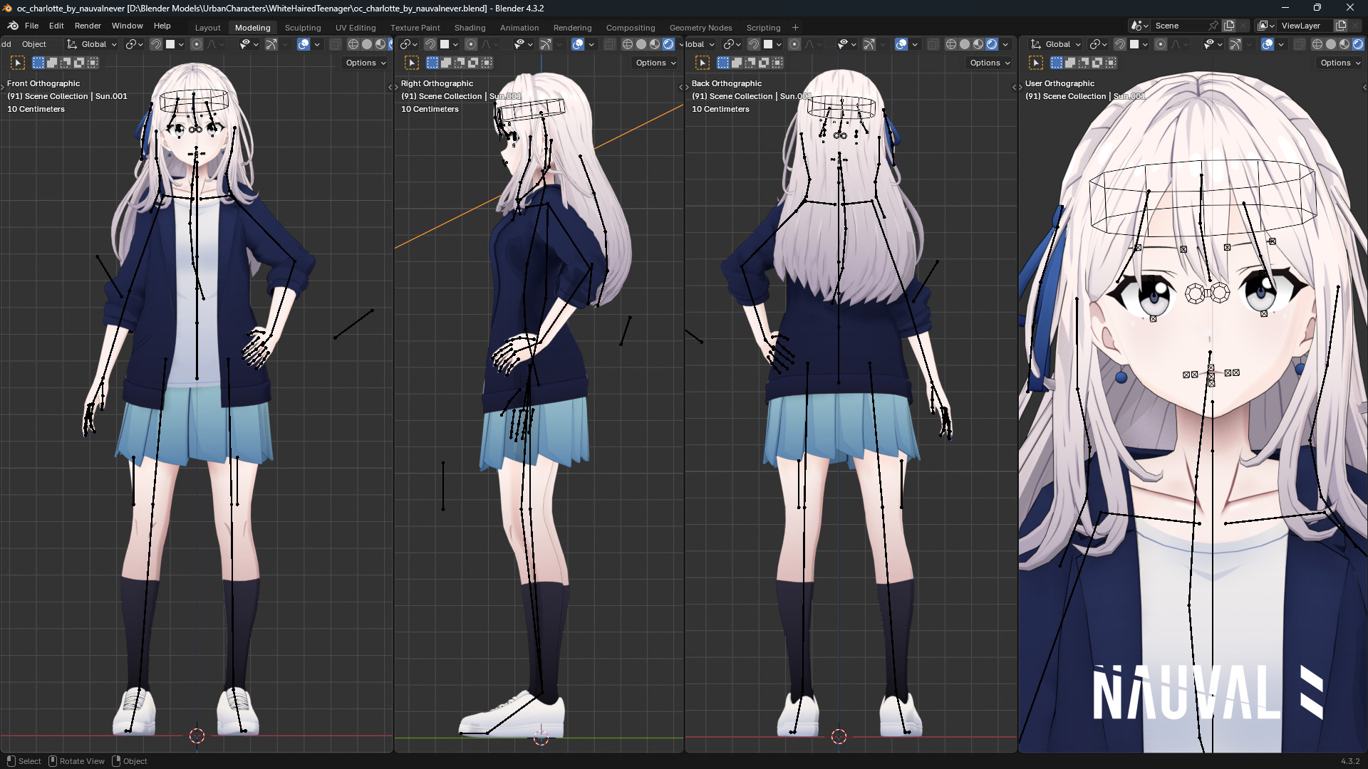 Charlotte - Fully Rigged Anime Girl Blender Low-Poly 3D Model Low-poly 3D model_3