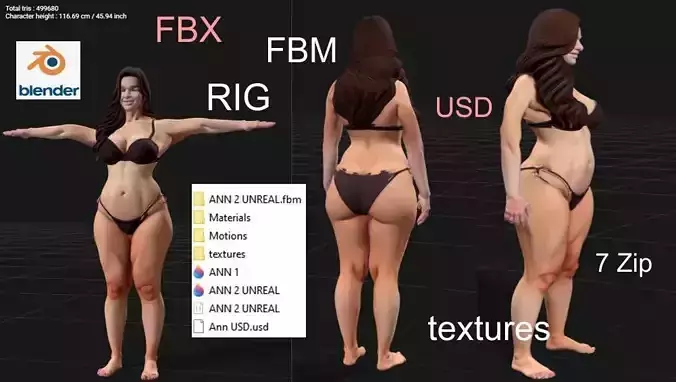 Ann A Natural Beauty - Realistic 3D Model Low-poly 3D model