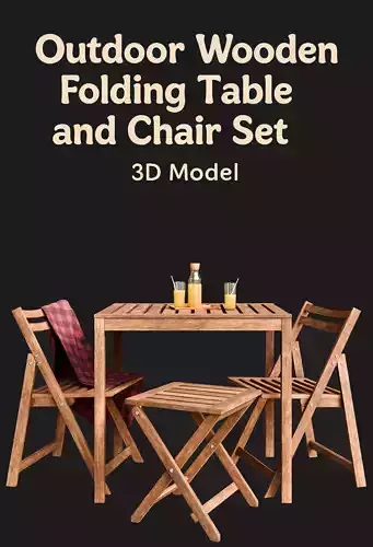 Outdoor Wooden Folding Table and Chair Set