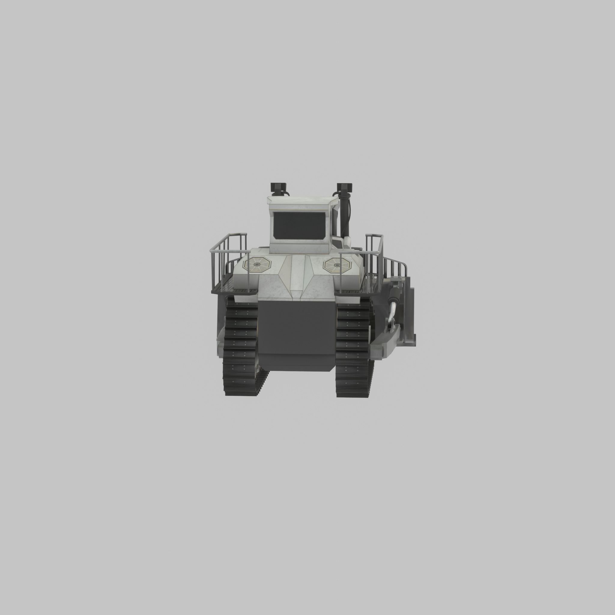 Hydraulic bulldozer tracked construction site vehicle white Low-poly 3D model_24