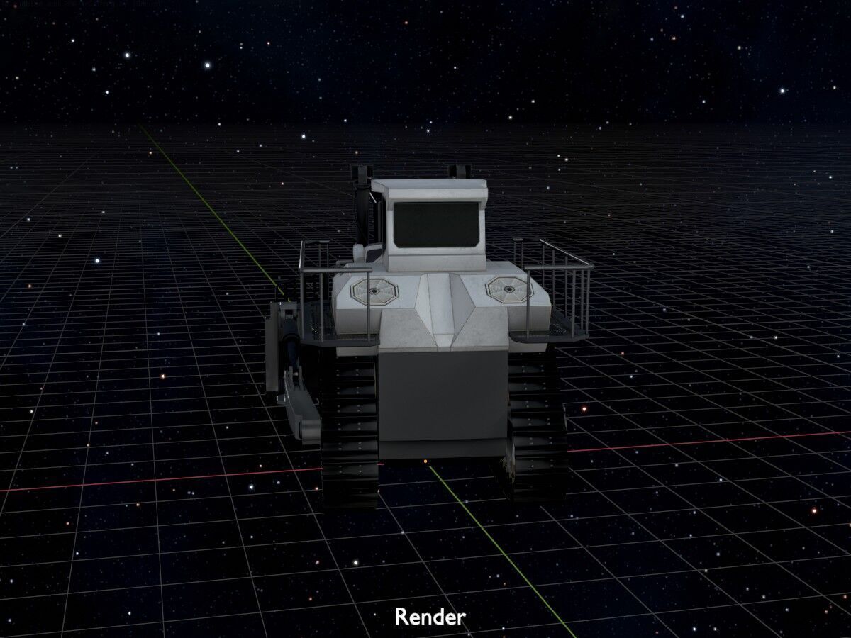 Hydraulic bulldozer tracked construction site vehicle white Low-poly 3D model_18