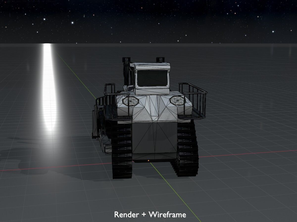 Hydraulic bulldozer tracked construction site vehicle white Low-poly 3D model_9