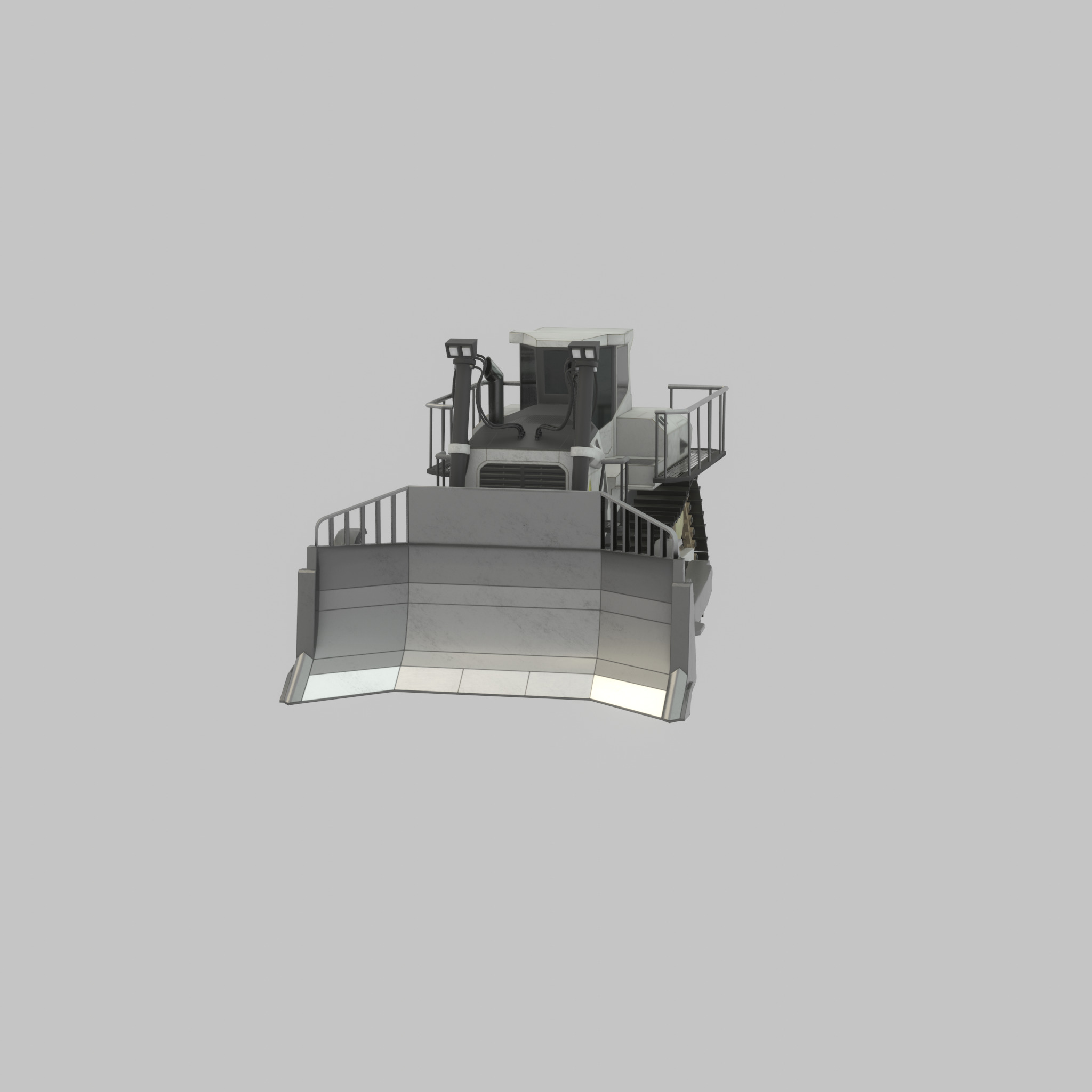 Hydraulic bulldozer tracked construction site vehicle white Low-poly 3D model_45