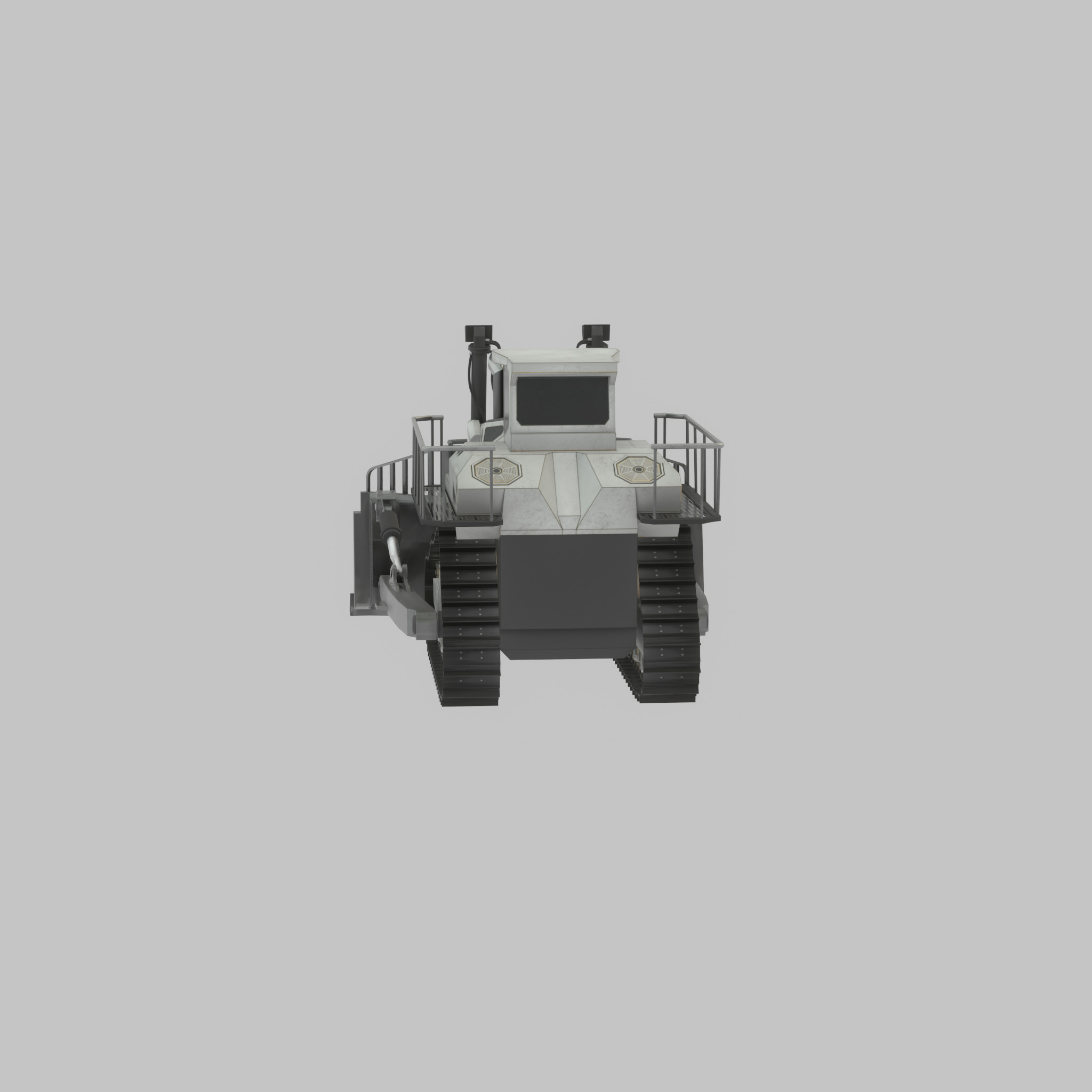 Hydraulic bulldozer tracked construction site vehicle white Low-poly 3D model_22