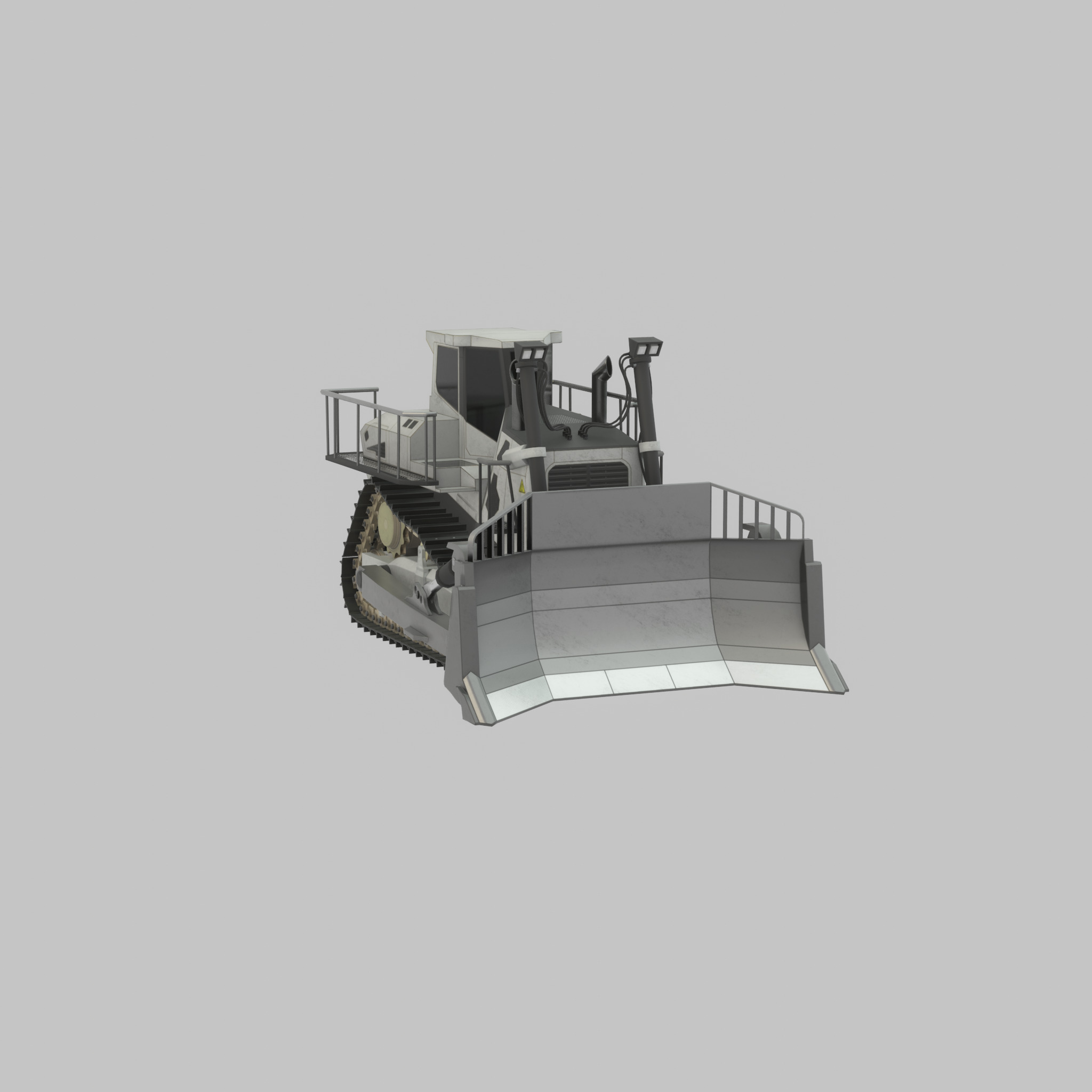 Hydraulic bulldozer tracked construction site vehicle white Low-poly 3D model_61