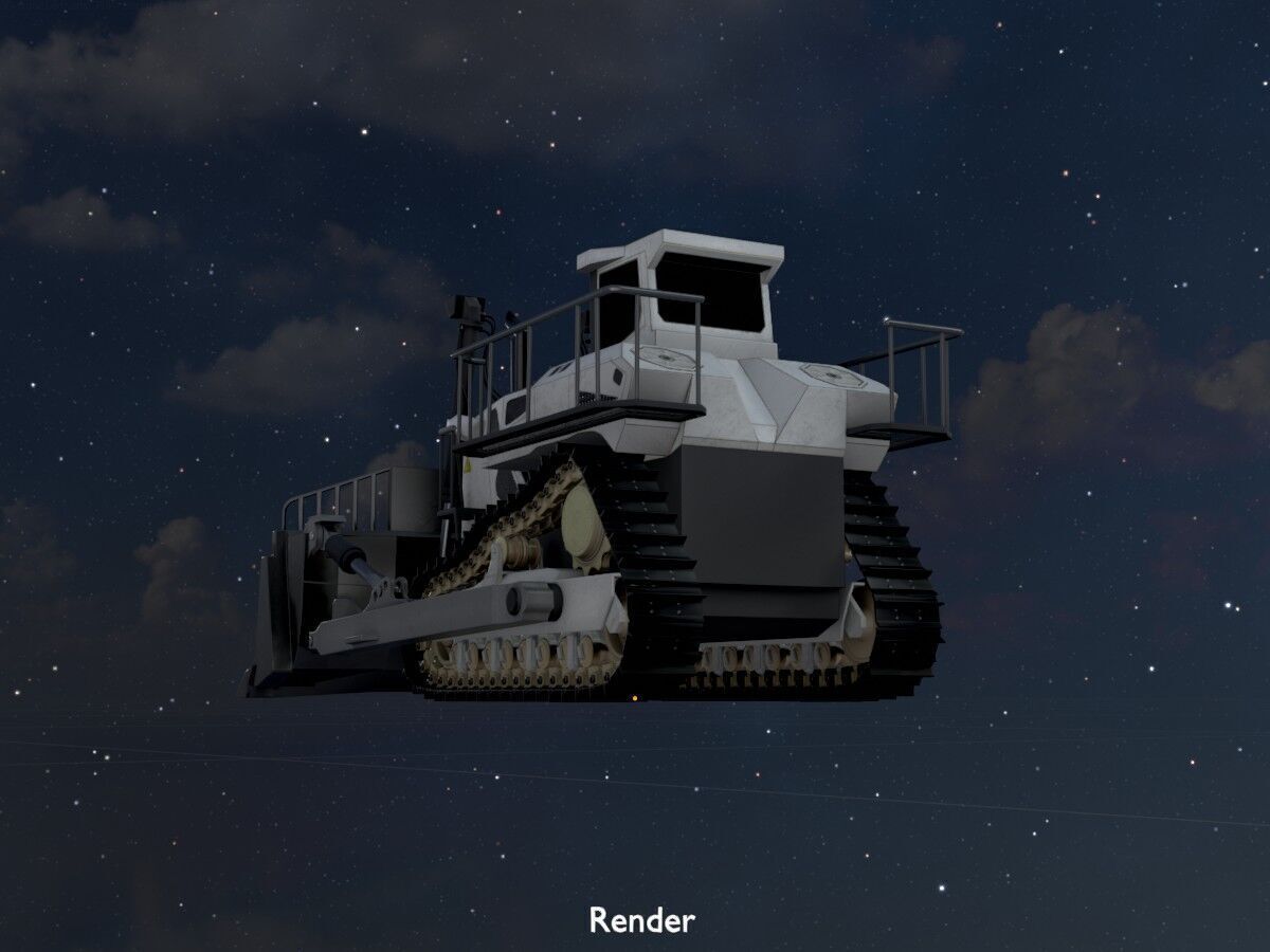 Hydraulic bulldozer tracked construction site vehicle white Low-poly 3D model_21