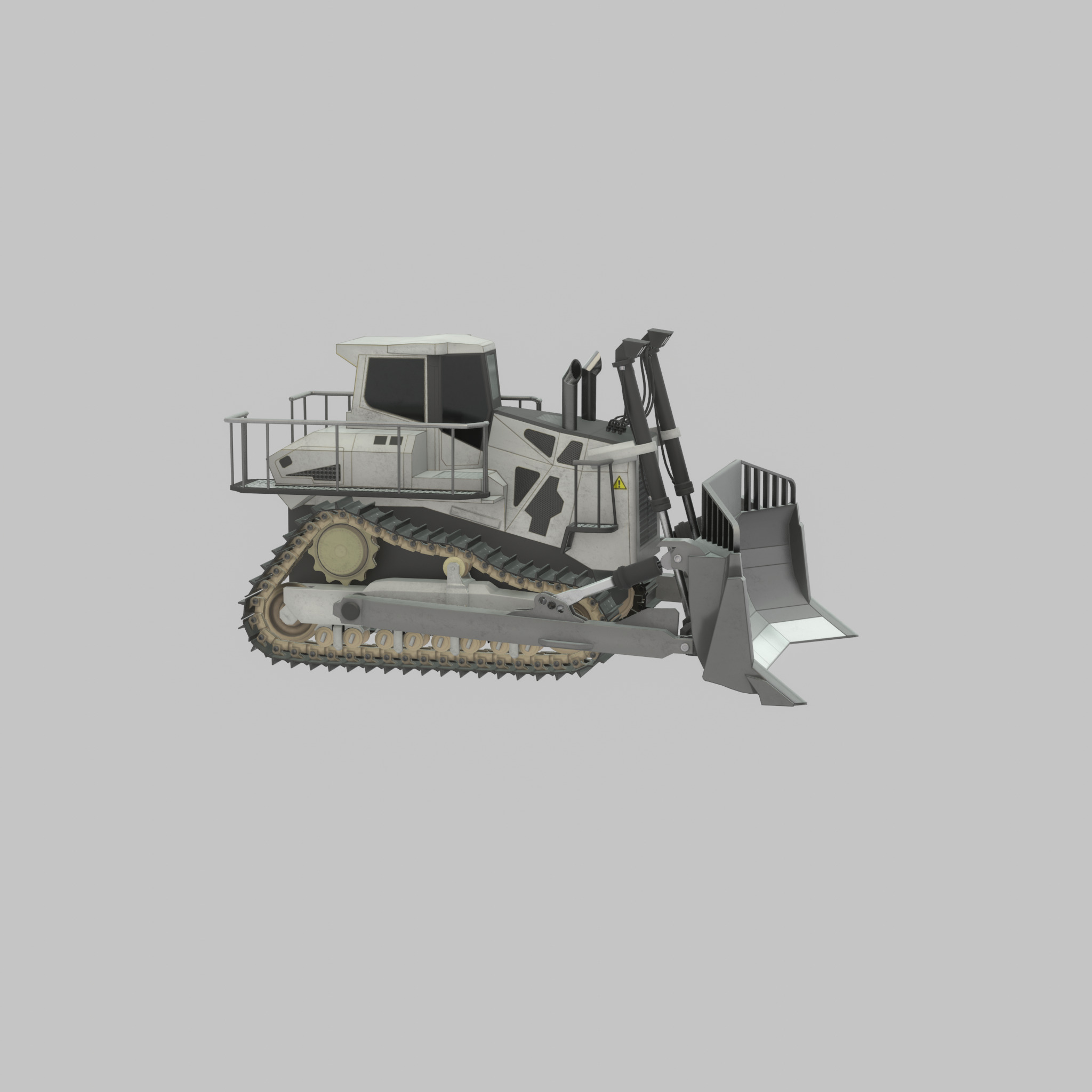 Hydraulic bulldozer tracked construction site vehicle white Low-poly 3D model_53