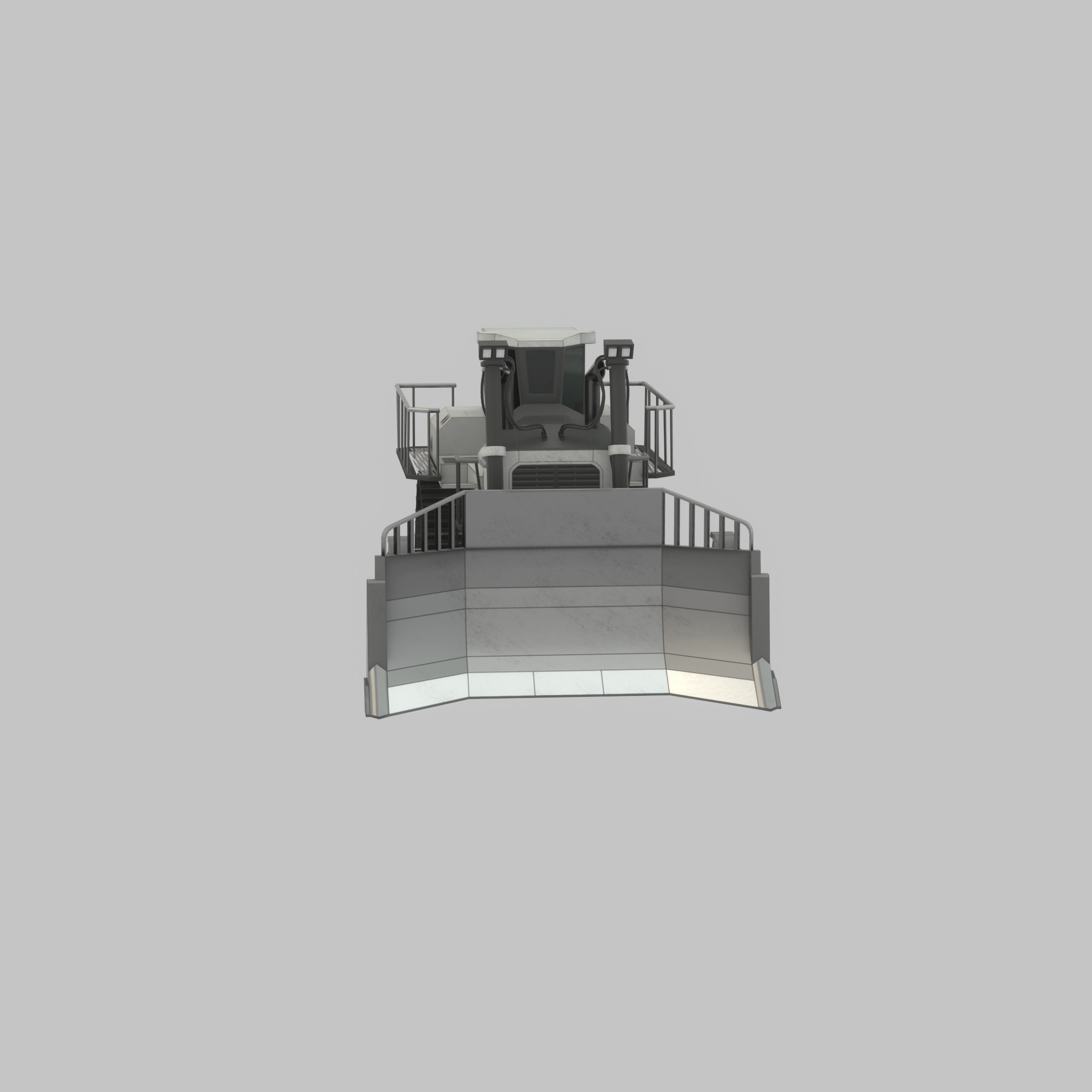 Hydraulic bulldozer tracked construction site vehicle white Low-poly 3D model_60