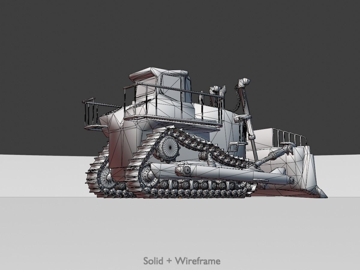 Hydraulic bulldozer tracked construction site vehicle white Low-poly 3D model_10