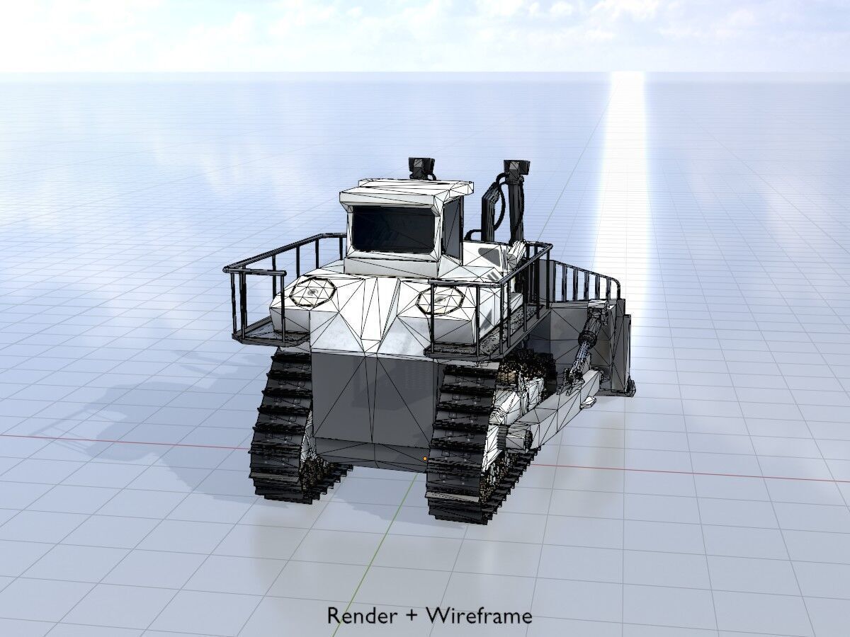 Hydraulic bulldozer tracked construction site vehicle white Low-poly 3D model_6
