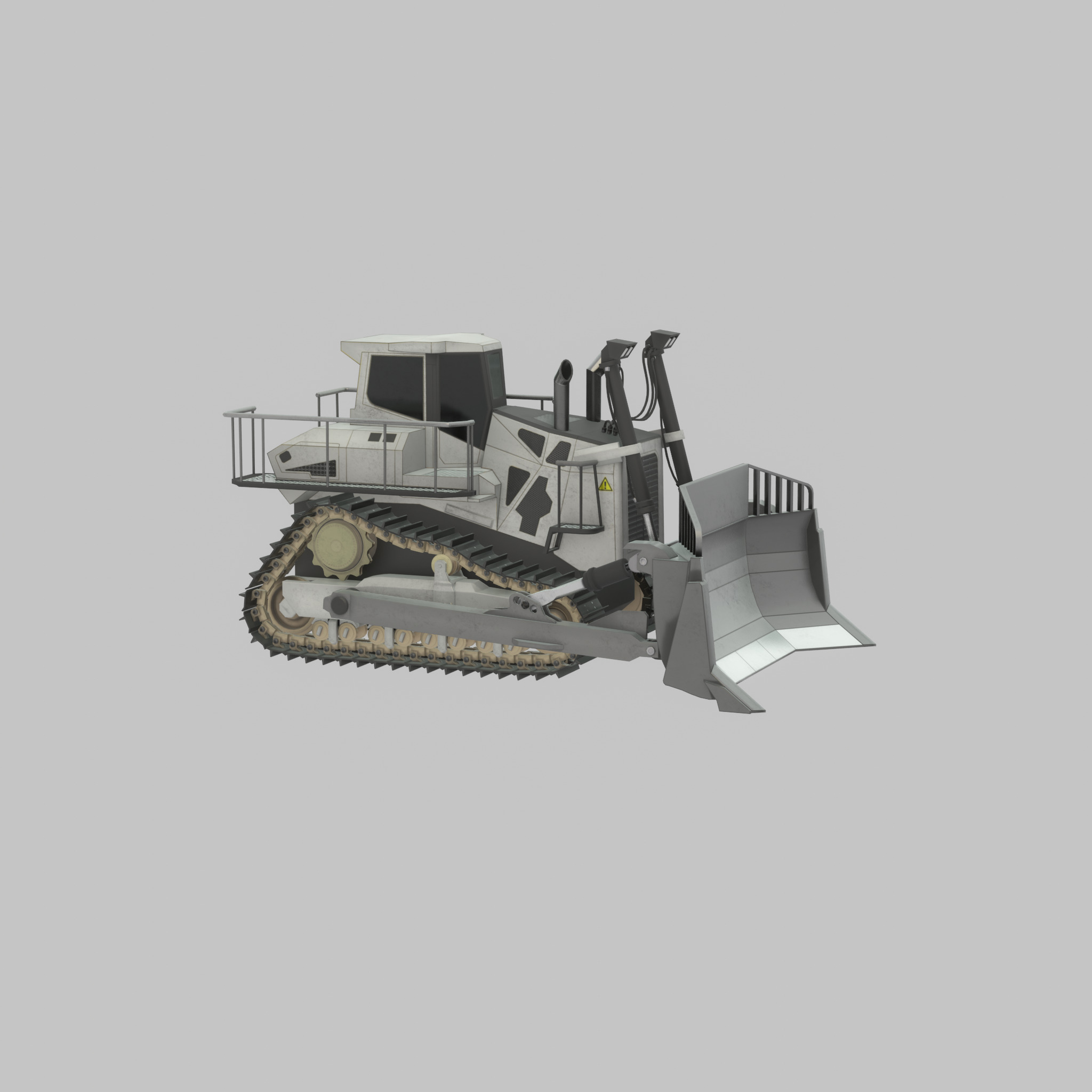 Hydraulic bulldozer tracked construction site vehicle white Low-poly 3D model_50