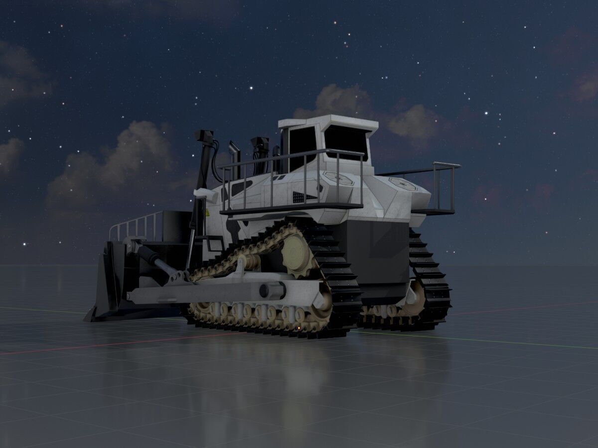 Hydraulic bulldozer tracked construction site vehicle white Low-poly 3D model_5