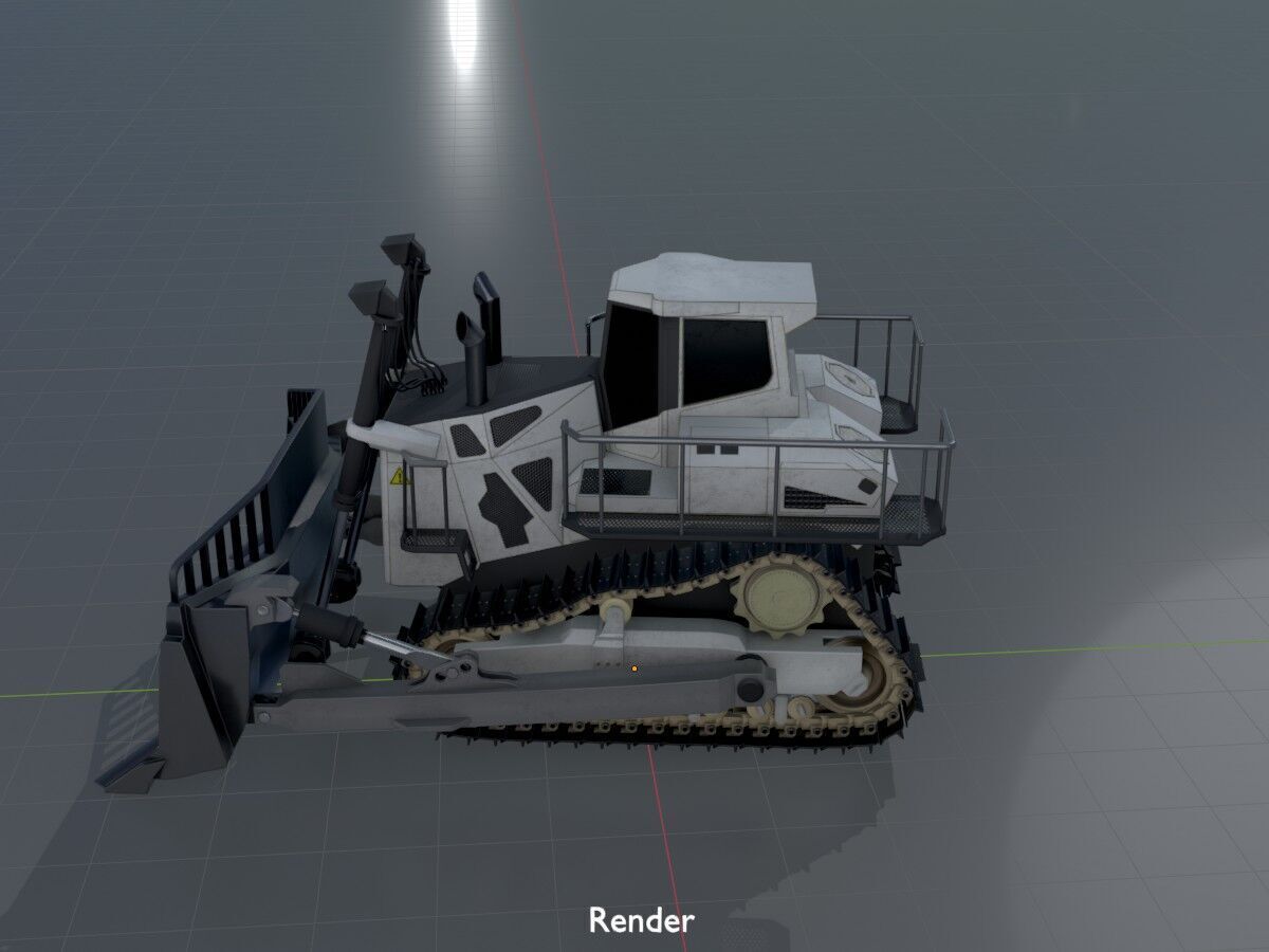 Hydraulic bulldozer tracked construction site vehicle white Low-poly 3D model_17