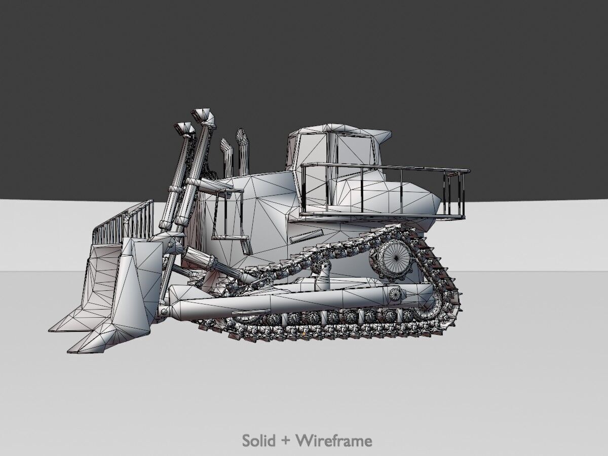 Hydraulic bulldozer tracked construction site vehicle white Low-poly 3D model_12