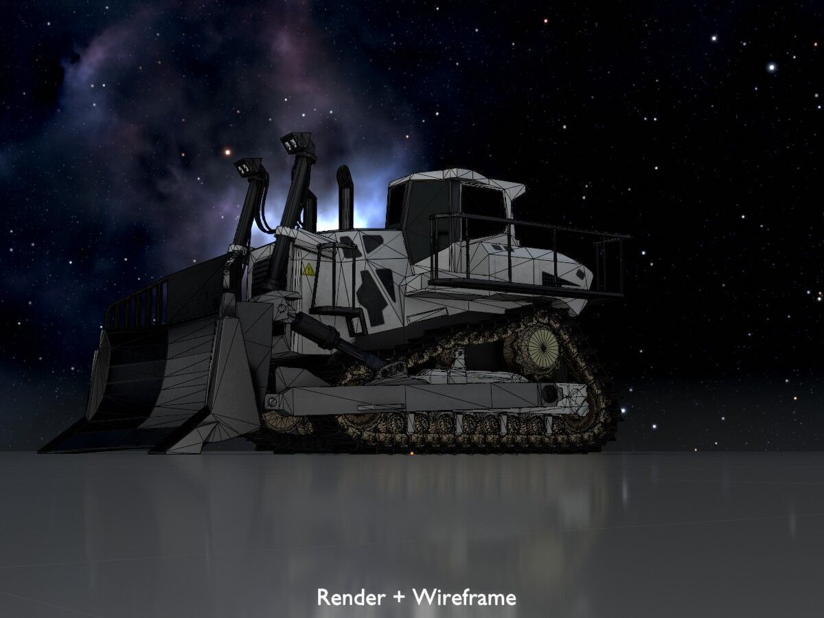 Hydraulic bulldozer tracked construction site vehicle white Low-poly 3D model_8