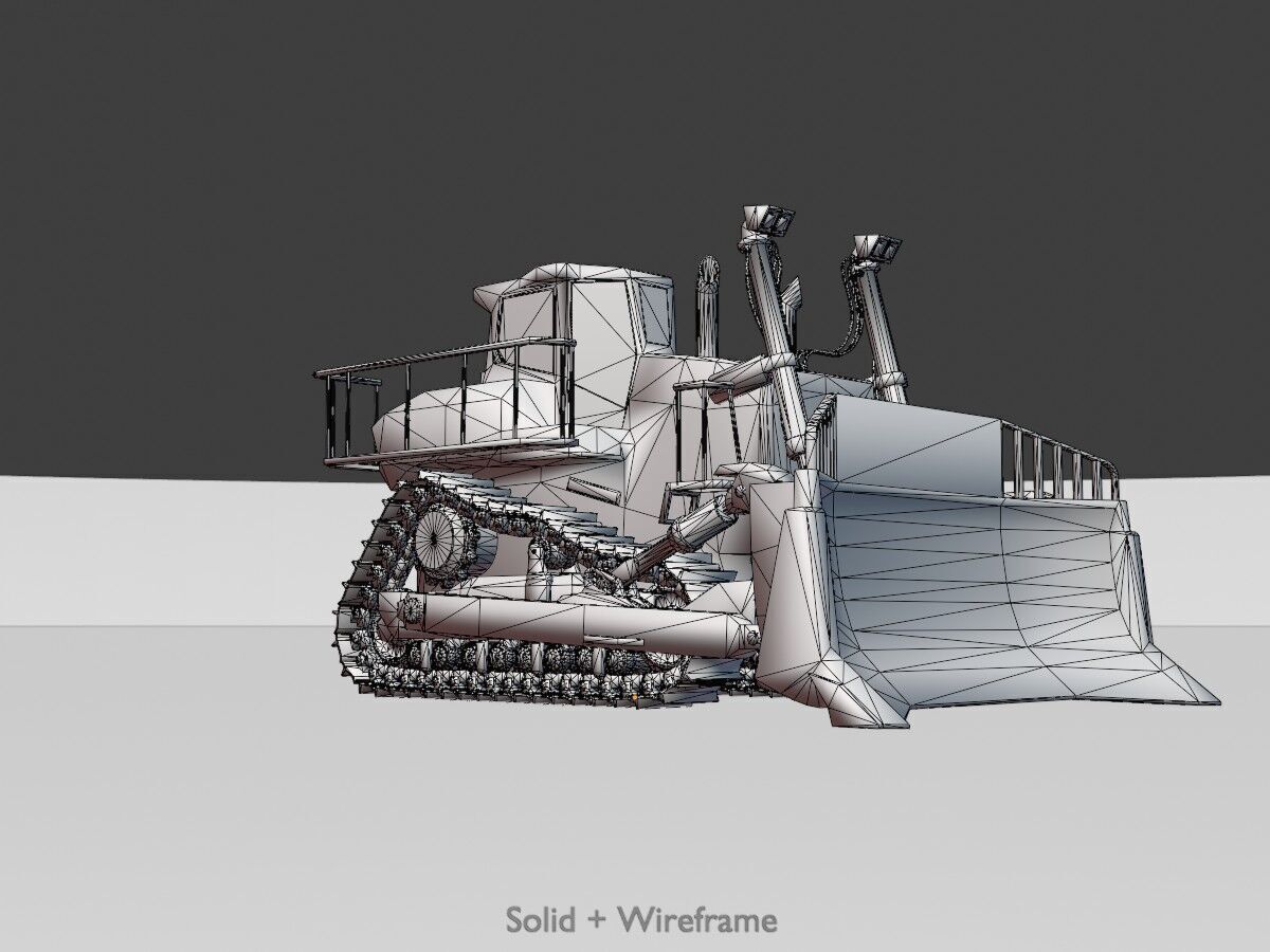 Hydraulic bulldozer tracked construction site vehicle white Low-poly 3D model_11