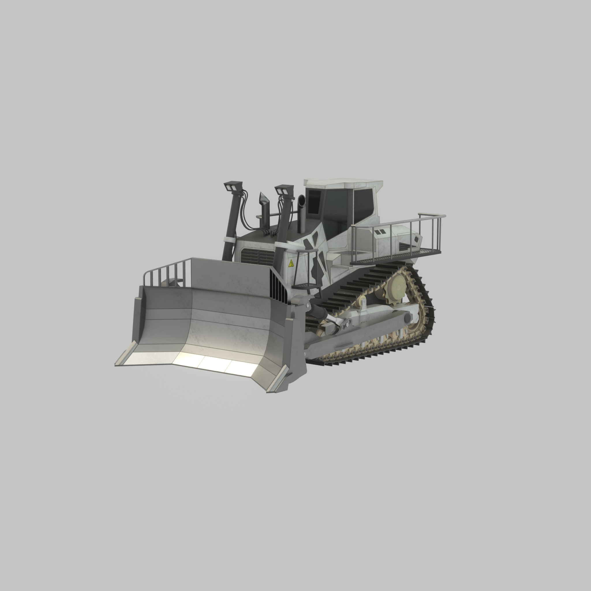 Hydraulic bulldozer tracked construction site vehicle white Low-poly 3D model_51