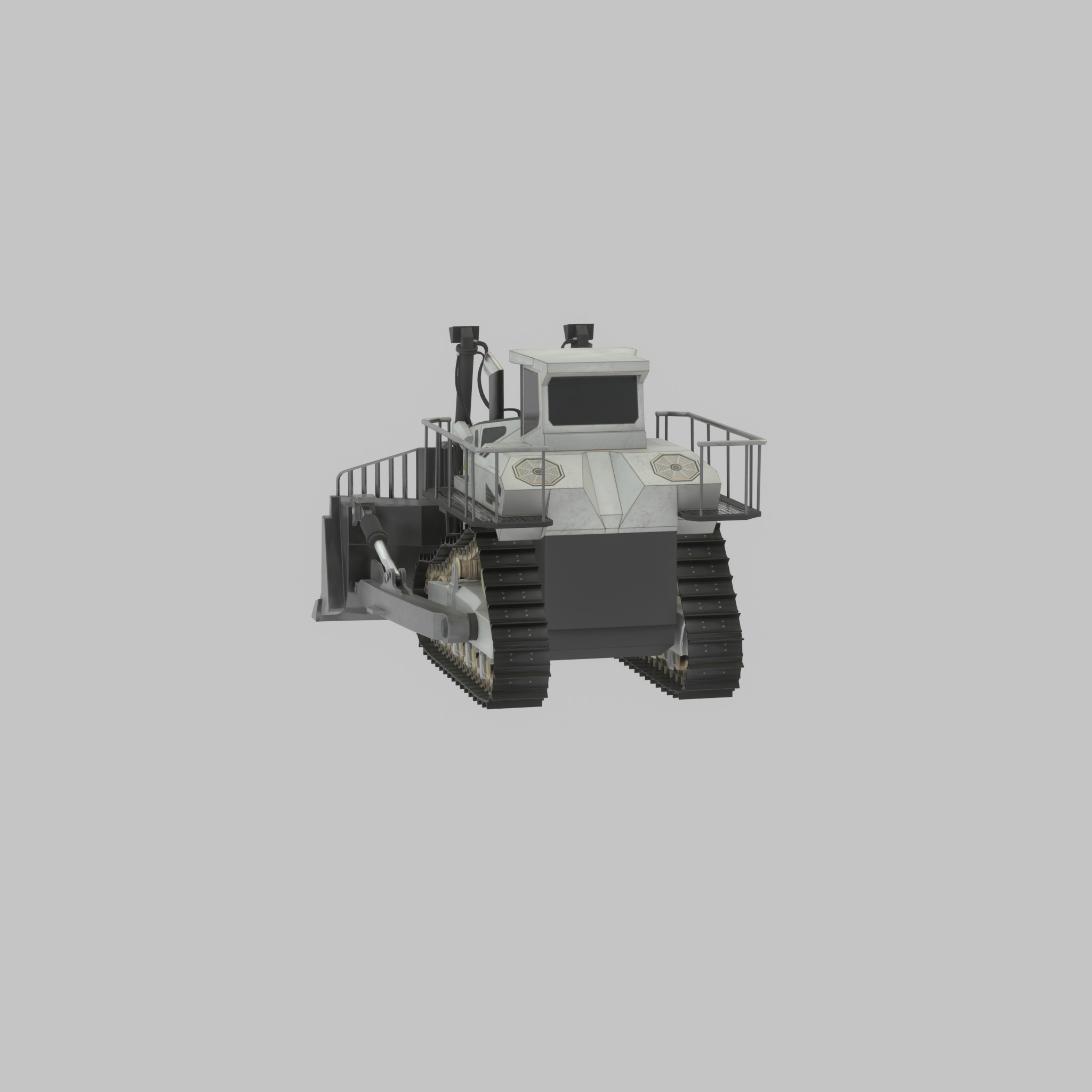 Hydraulic bulldozer tracked construction site vehicle white Low-poly 3D model_59