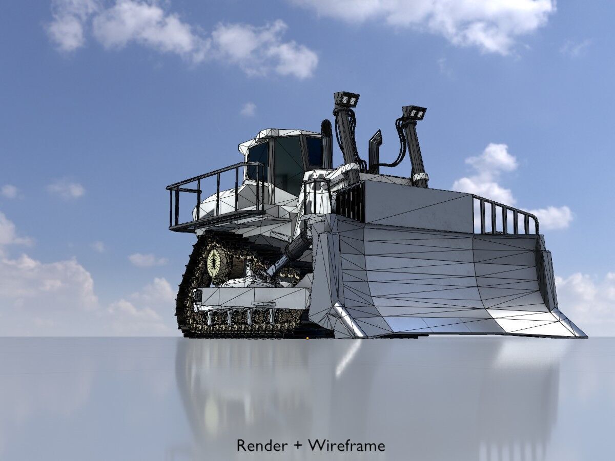 Hydraulic bulldozer tracked construction site vehicle white Low-poly 3D model_7