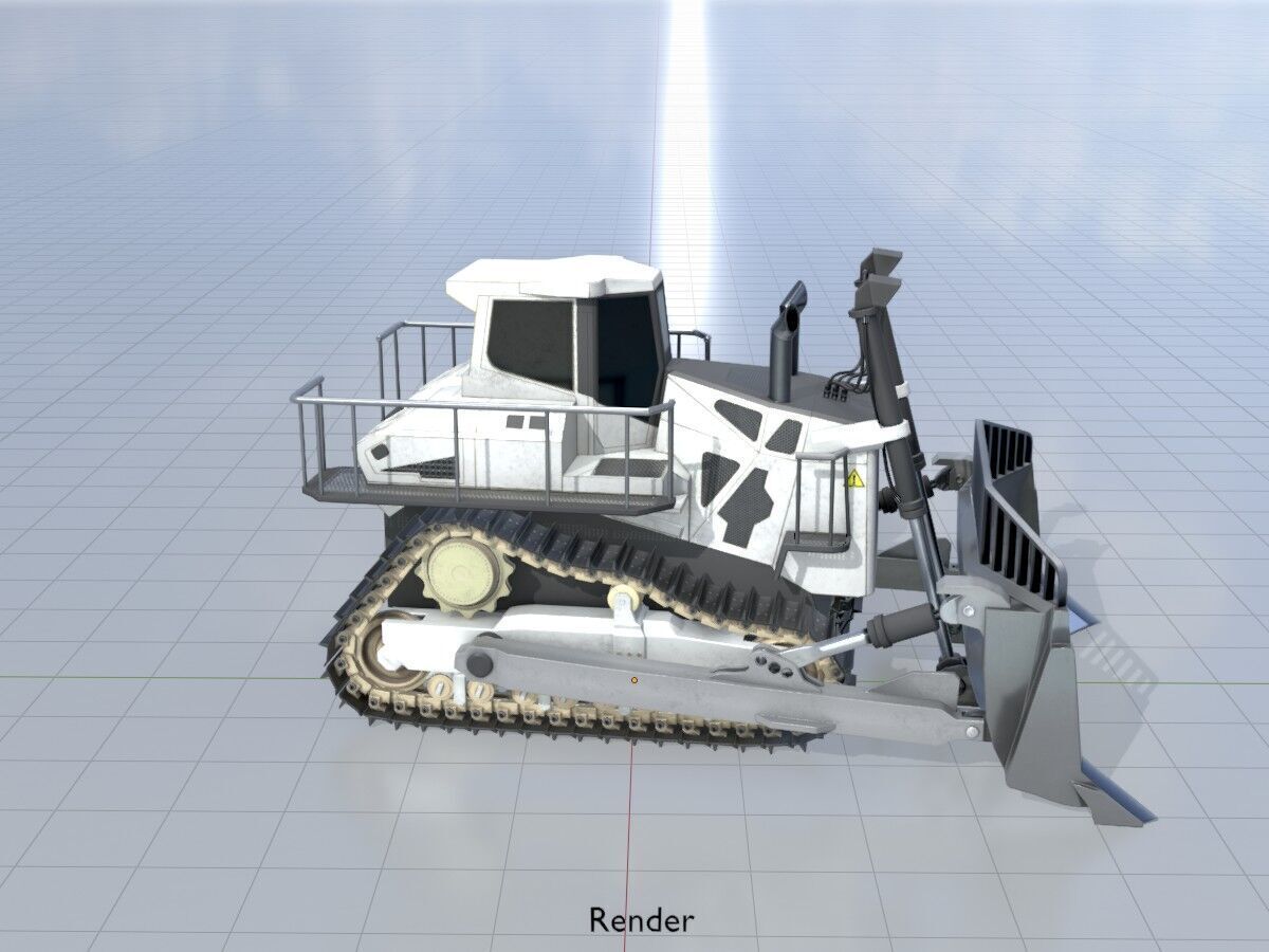 Hydraulic bulldozer tracked construction site vehicle white Low-poly 3D model_15