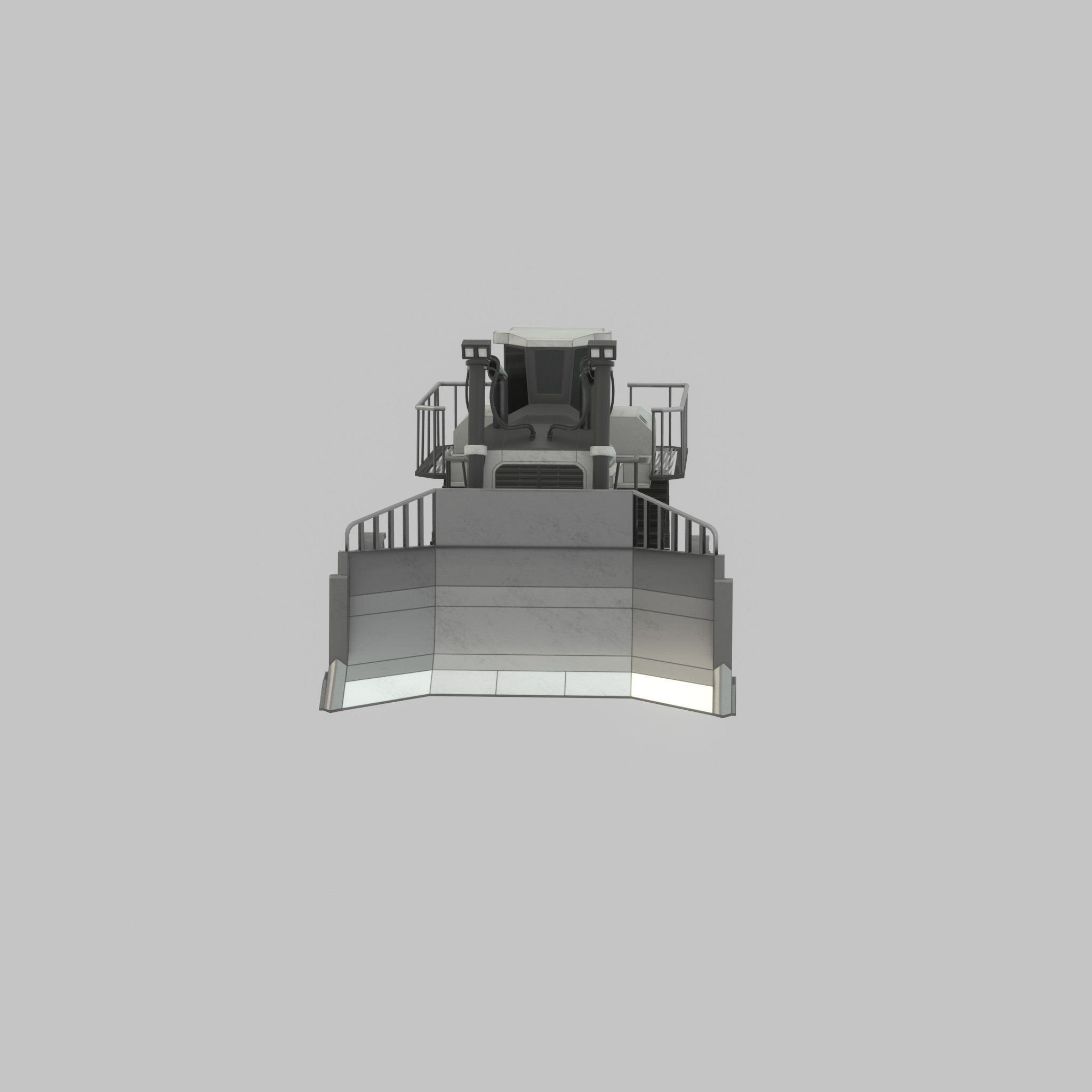 Hydraulic bulldozer tracked construction site vehicle white Low-poly 3D model_23