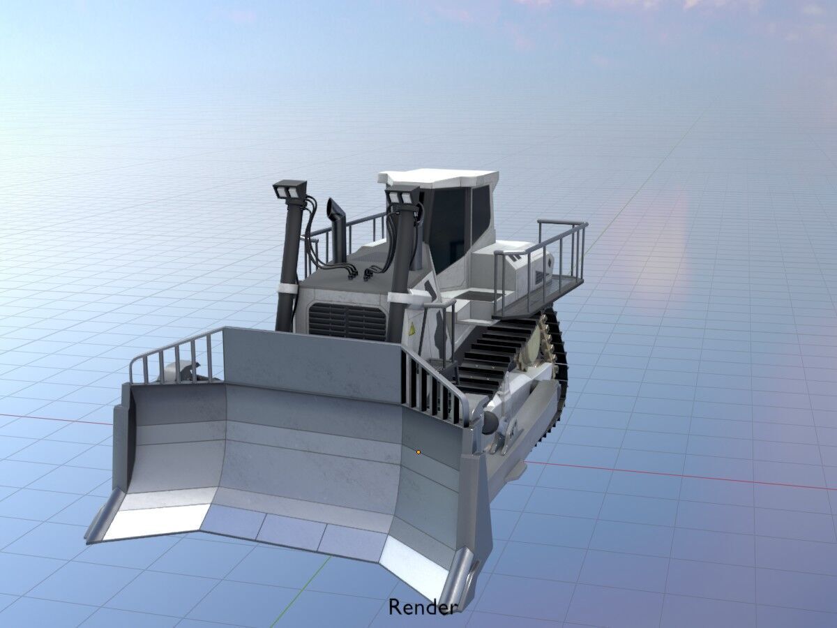 Hydraulic bulldozer tracked construction site vehicle white Low-poly 3D model_20