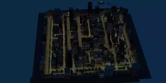 City Downtown Skyscraper Street Low-poly 3D model 7
