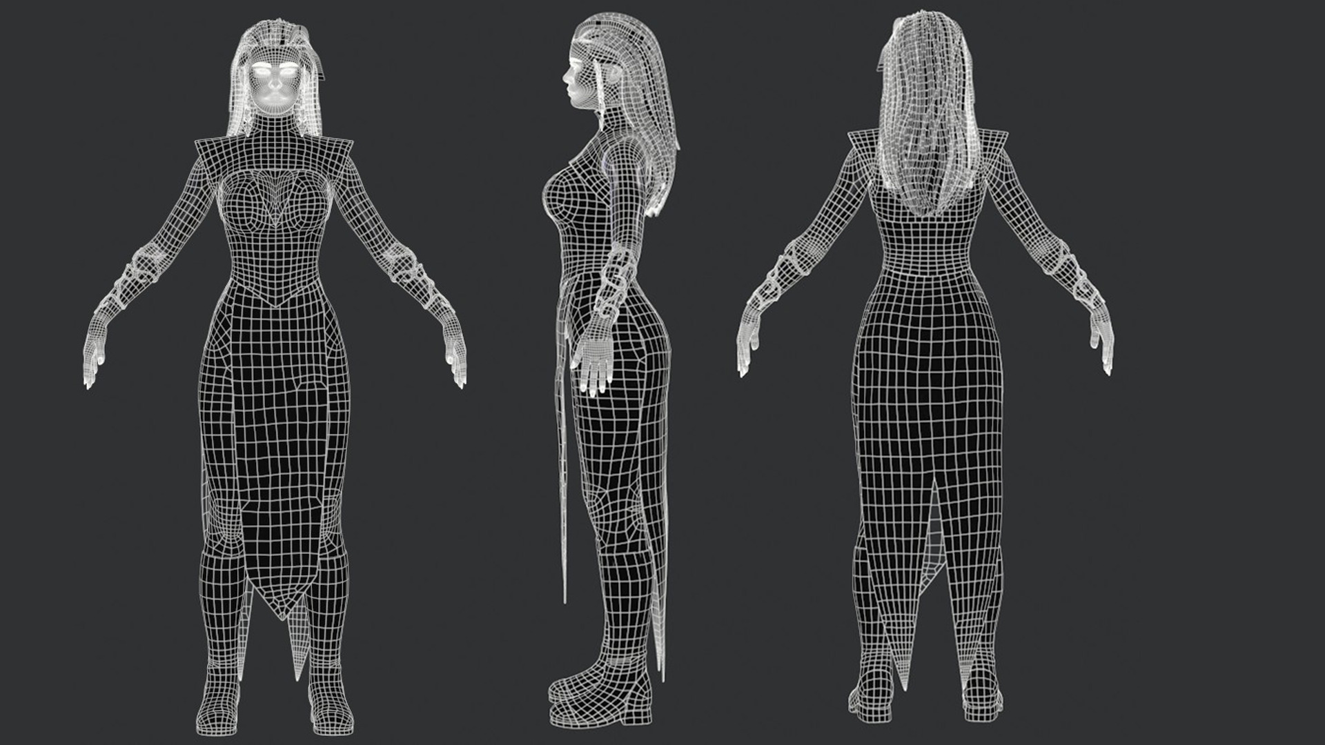 Sorceress Low-poly 3D model_11