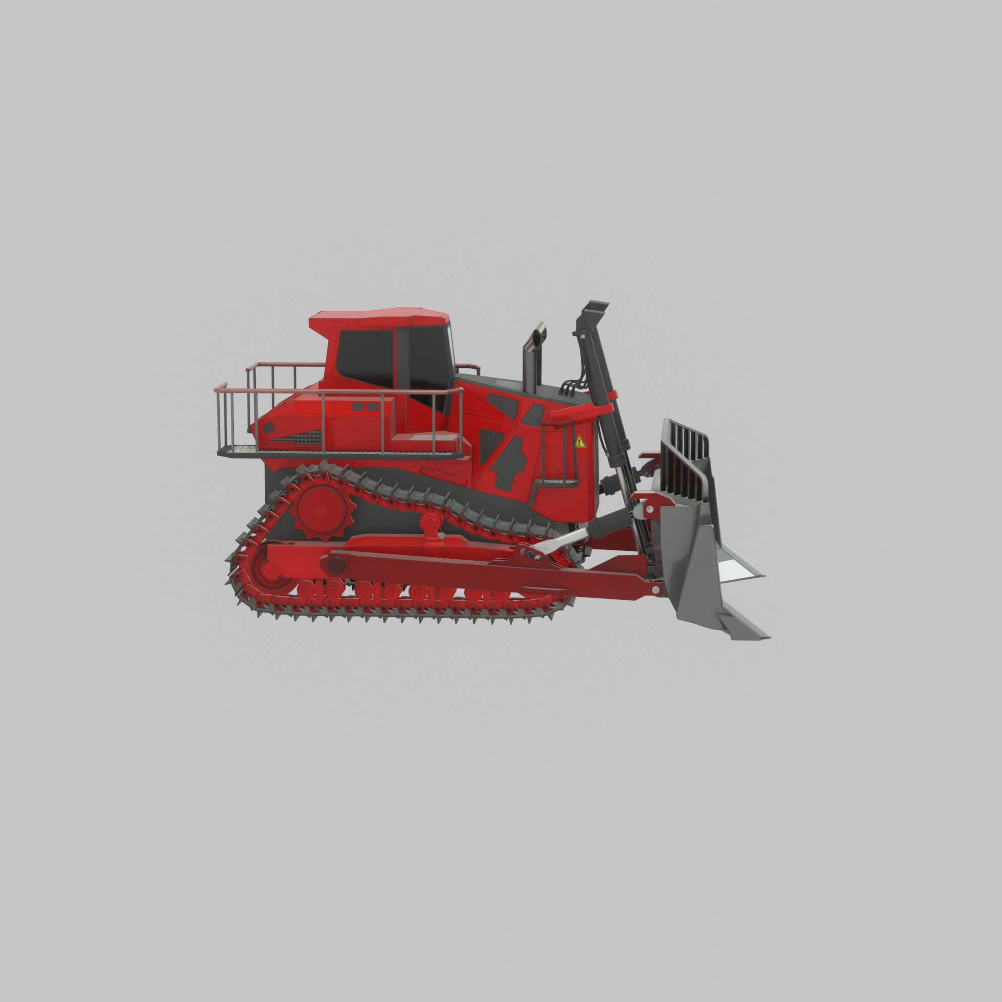 Hydraulic bulldozer tracked construction site vehicle red Low-poly 3D model_50