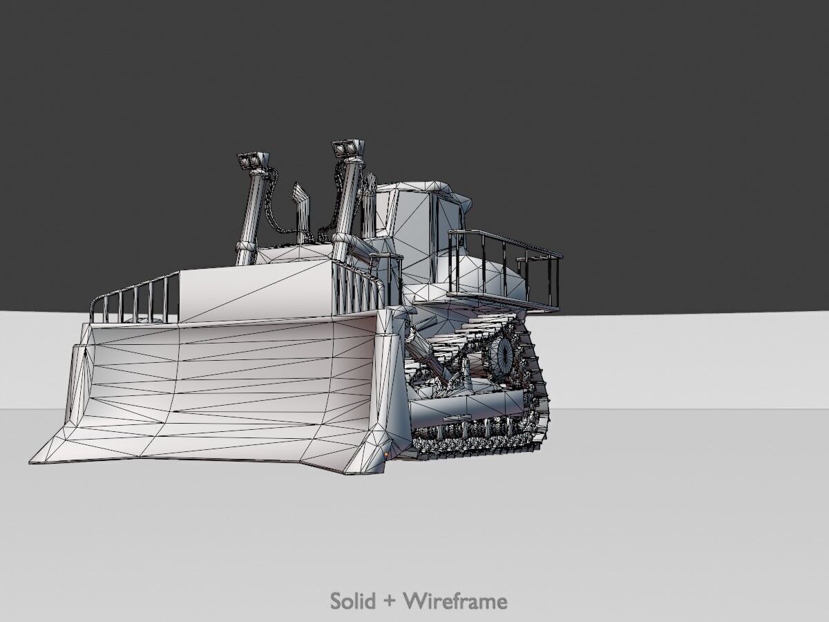 Hydraulic bulldozer tracked construction site vehicle red Low-poly 3D model_11