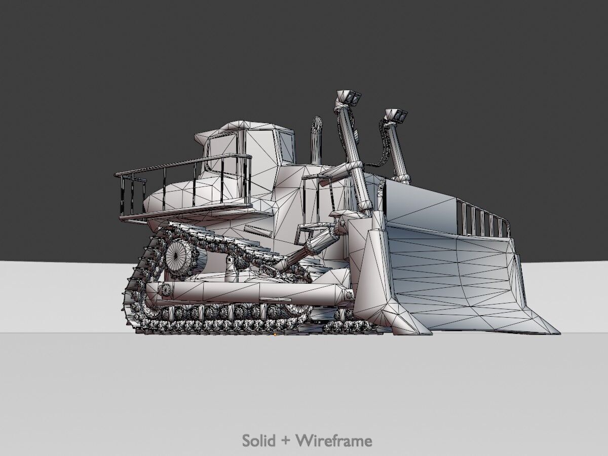 Hydraulic bulldozer tracked construction site vehicle red Low-poly 3D model_10