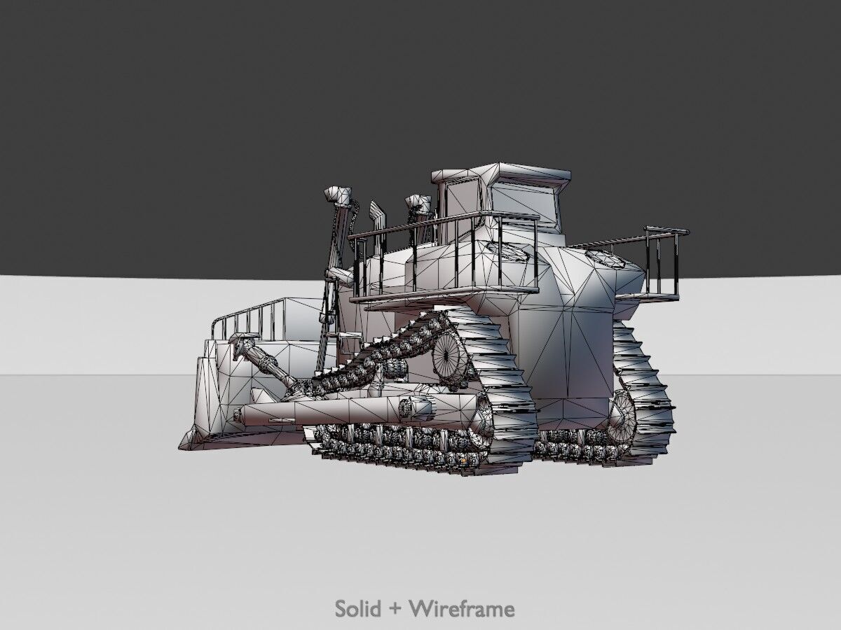 Hydraulic bulldozer tracked construction site vehicle red Low-poly 3D model_12