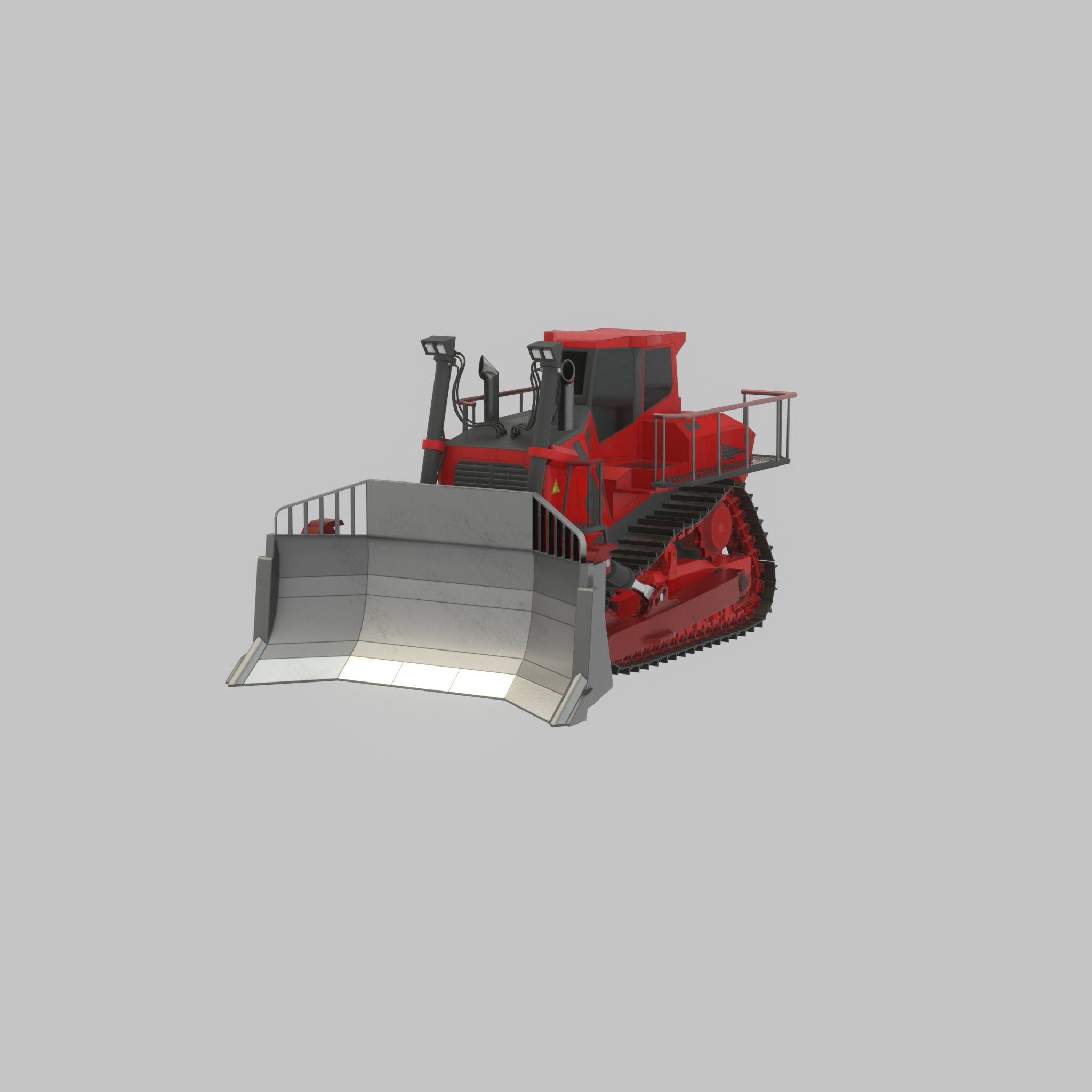 Hydraulic bulldozer tracked construction site vehicle red Low-poly 3D model_24