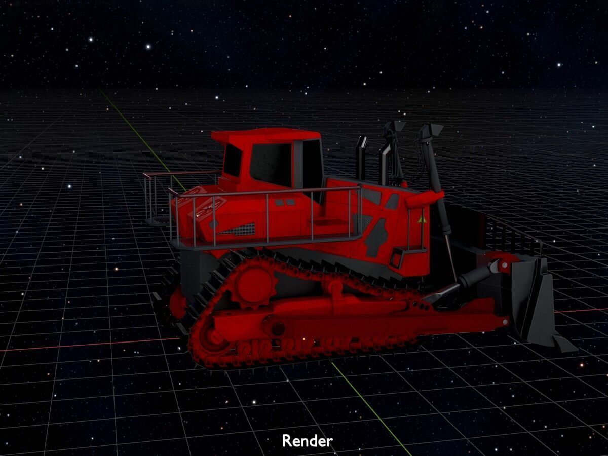 Hydraulic bulldozer tracked construction site vehicle red Low-poly 3D model_18