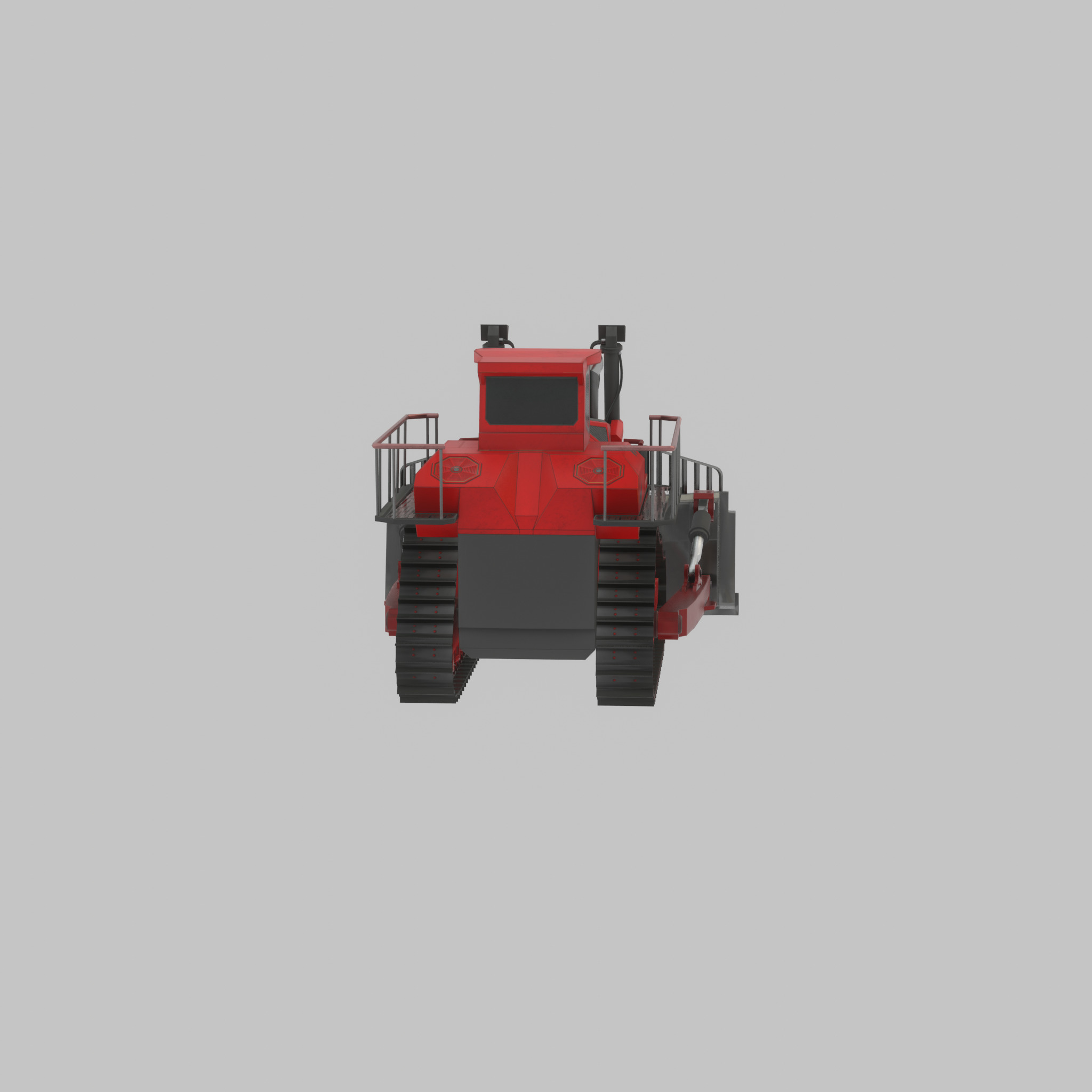 Hydraulic bulldozer tracked construction site vehicle red Low-poly 3D model_26